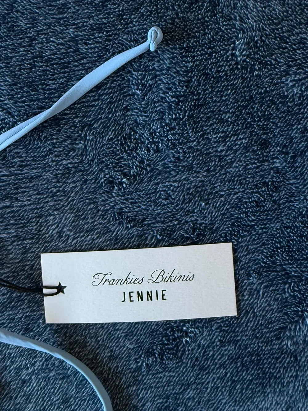 NWT Frankies Bikinis X Jennie Two-Tone Blue Triangle Crochet Bikini Set👙💙🩵